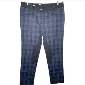 E/Kollins | Blue & Black Plaid High Waisted Wool Trouser Pants Made In Italy